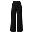 thumbnail image 4 of Atkumj Cotton Linen Pants for Women with Pockets High Waist Button Straight Leg Trouser Pants Casual Solid Color Women Baggy Pants for Everyday Outfit S, 4 of 7