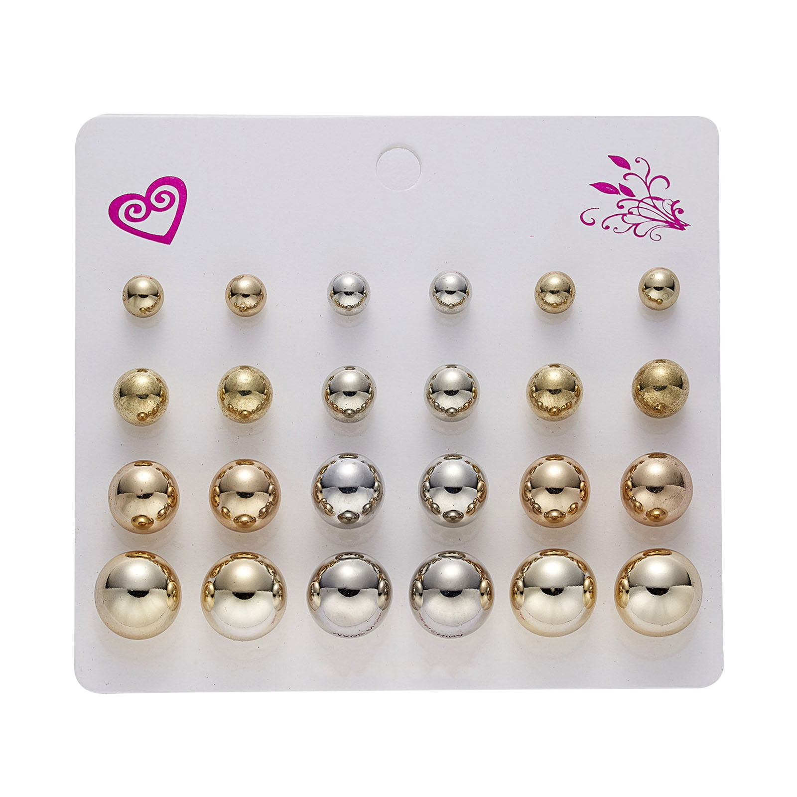 12 pairs Metal Flower Stone Earrings Lot Hoops Hook Drop Dangle Card Jewelry 