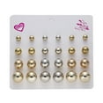 thumbnail image 1 of New Paper Card Zircon Earrings All-match 12 Pairs Of Pearl Card Earrings Female, 1 of 9