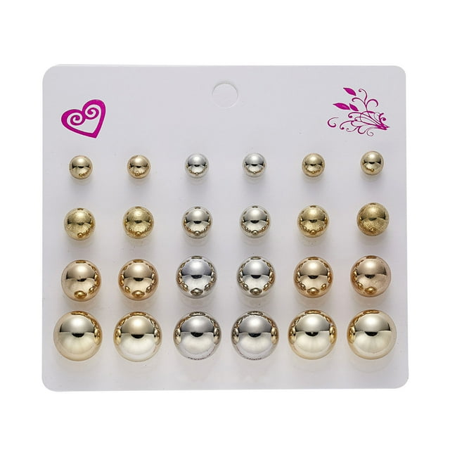 New Paper Card Zircon Earrings All-match 12 Pairs Of Pearl Card Earrings Female