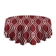 thumbnail image 5 of Burgundy and White Wavy Pattern Round Tablecloth 60"x60",Wrinkle Wipeable Table Cloth for Kitchen Dining Room Picnic Patio Party, 5 of 6