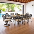 thumbnail image 2 of ATKELITION 9 Outdoor Dining Set Cast Aluminum Patio Dining Set for 8 Includes 86.6’’ Table and 2 Swivel Chairs with Cushion and Umbrella Hole, 2 of 8
