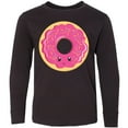 thumbnail image 3 of Inktastic Hot Pink Donut Long Sleeve Youth T-Shirt, 3 of 5