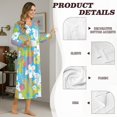 thumbnail image 6 of SEANATIVE Women's Nightgowns Soft Button Front Sleep Shirt Long Sleeve Night Gown Fall Winter Pajama Dress Cozy Full-Length Nightwear for Home Bedroom, XL, Flower Leaf Blue Green, 6 of 7