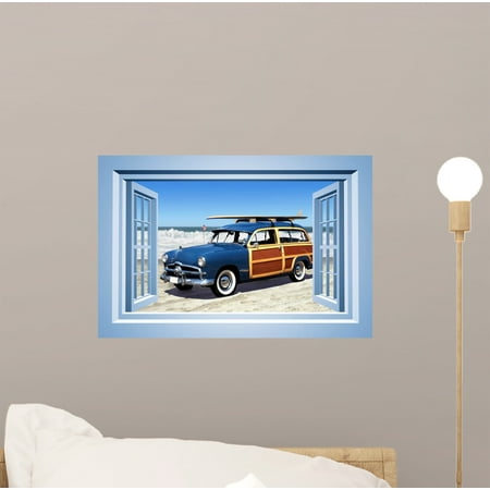 - Woodie Car Beach Wallmonkeys Wall Mural by Wallmonkeys Peel and Stick Graphic (12 in W x 8 in H) WM37798