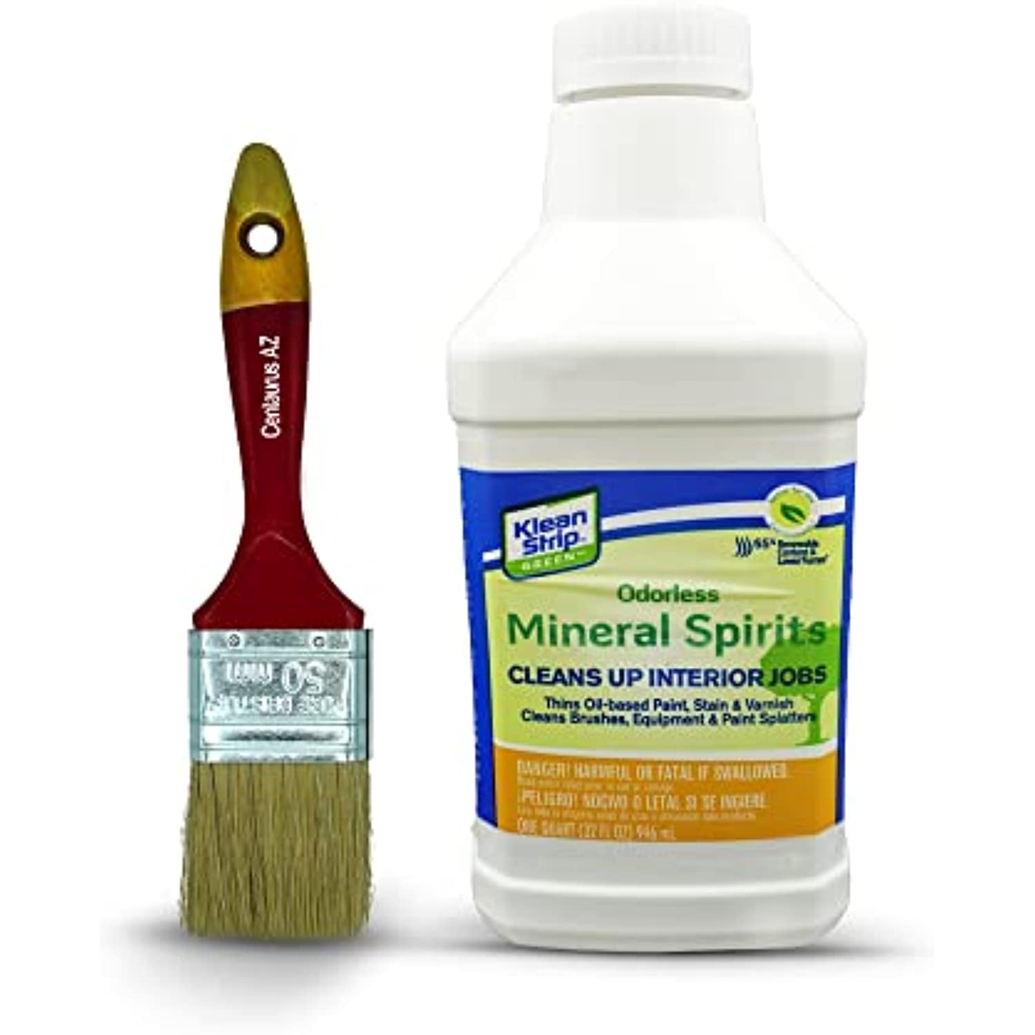Klean Strip Green Odorless Mineral Spirits1QT with Centaurus AZ Brush