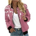 thumbnail image 2 of VINUSLI Women's Floral Bomber Jacket Jackets for Women 2024 Full Zip Bomber Jacket Lightweight Fall Winter Coats Long Sleeve Oversized Windbreaker Hot Pink,XL, 2 of 5