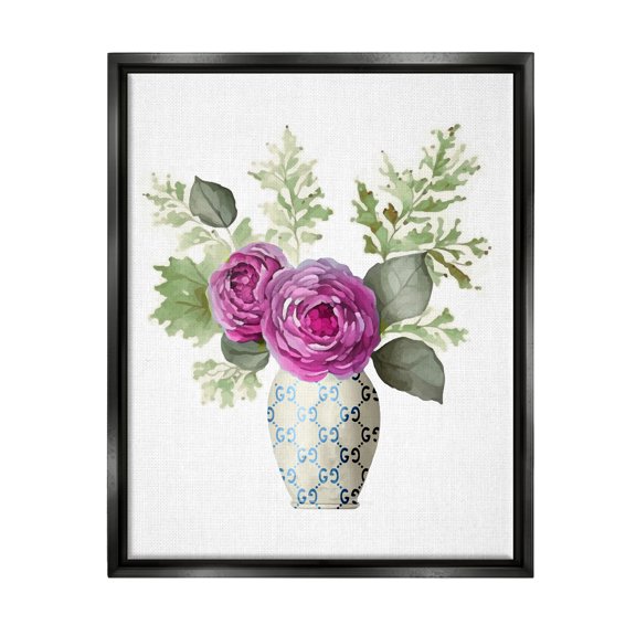 Stupell Industries Floral Glam Bouquet Botanical & Floral Painting Black Floater Framed Art Print Wall Art, 25 x 31