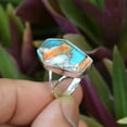 thumbnail image 3 of Oyster Copper Turquoise Gemstone Coffin Ring, Pure 925 Sterling Silver, Wedding Ring, Statement Ring, Beautiful Ring, Birthday Gifts For Women (Oyster Copper Turquoise), 3 of 6