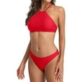thumbnail image 2 of Charmo Womens Bikini Swimsuit Set Halter High Neck Cross Back Bathing Suit, 2 of 5