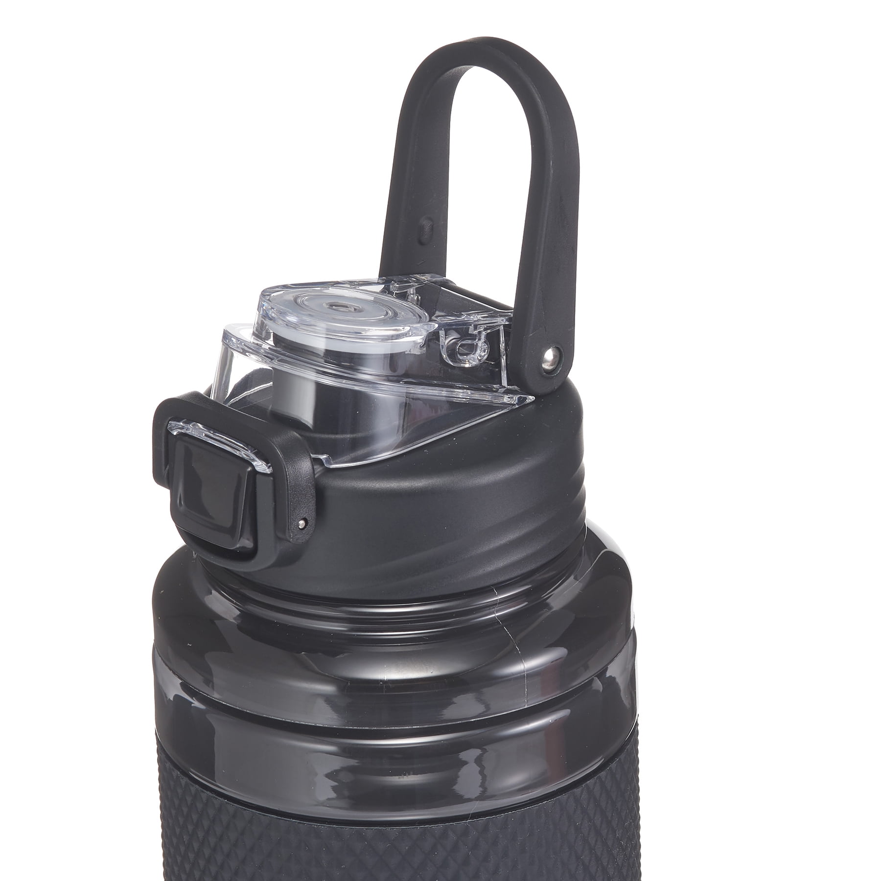 (4 pack) Mainstays 32 Fluid oz Rich Black Solid Print Plastic Water Bottle with Wide Mouth Lid