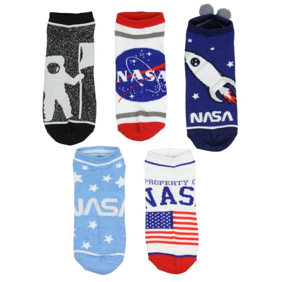 NASA Buzz Aldrin Family Foundation Mens And Womens 5 Pack Ankle Socks