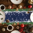thumbnail image 5 of Navy Blue Christmas Dresser Scarf Farmhouse, Dining Table Decorations for Wedding/Parties, Santa Snowman Elk Gifts Snowflake Xmas Table Runner 60 Inches Long for Kitchen Dining, 13 x 60 In, 5 of 9