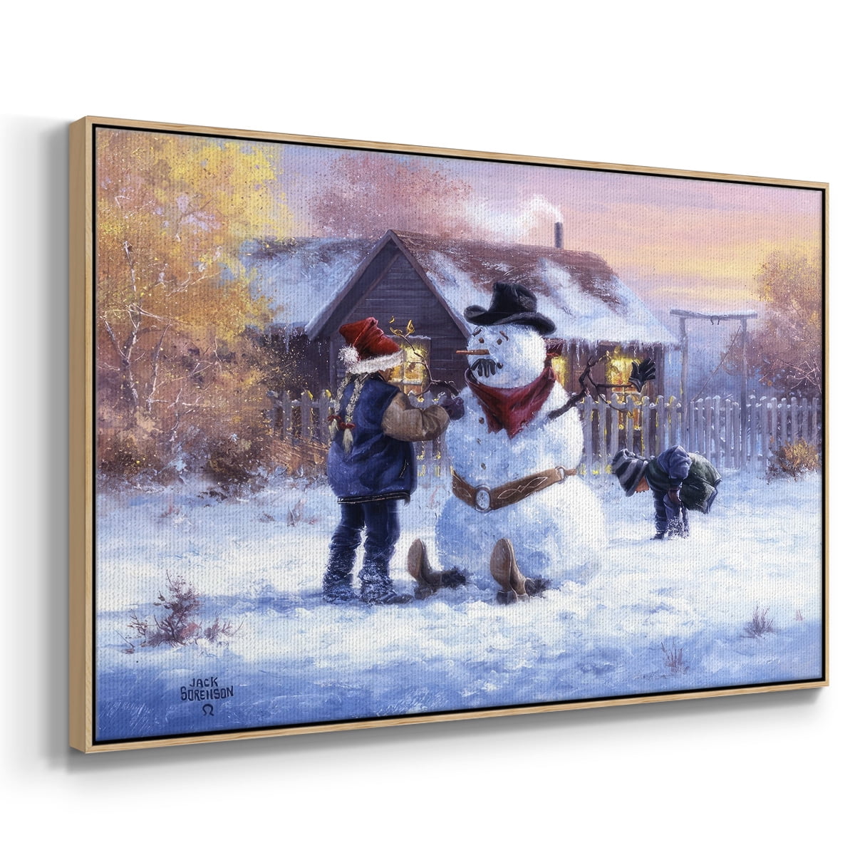 Gonna Be in Trouble - Framed Gallery Wrapped Holiday Canvas - 17 x 25 - Natural Wood Frame