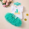 thumbnail image 5 of Rhuody 9-12 Months Infant Outfits For Girl Short Sleeve Birthday Dress Crewneck Romper Skirt For First Birthday Celebration Simple Wear Green, 5 of 5