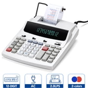 VUSIGN Printing Calculator, 12-Digit Thermal Printing Adding Machine with Fluorescent Display, 2-Color Printing, 2.0 LPS Business Calculator for Accounting, Office and Retail, AC