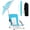 blue with umbrella, variant on Portable Beach Chair with Adjustable Headrest,Camping Chair with Removable Cup Holder Blue
