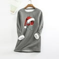thumbnail image 5 of MIASHUI Chandail en Molleton de Base pour Femmes, Manches Longues, Col Rond, Poche, Épais en Polaire, Gris, m, 5 of 5