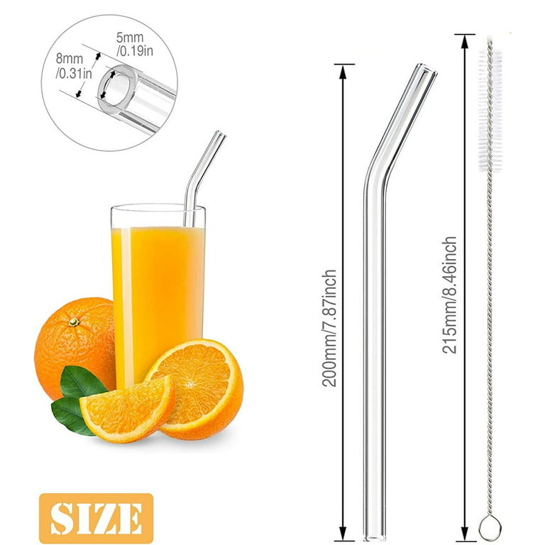 Hummingbird Glass Straws Clear Bent 9 x 9.5 mm Made With Pride In The USA  - Perfect Reusable Straw For Smoothies, Tea, Juice, Water, Essential Oils 