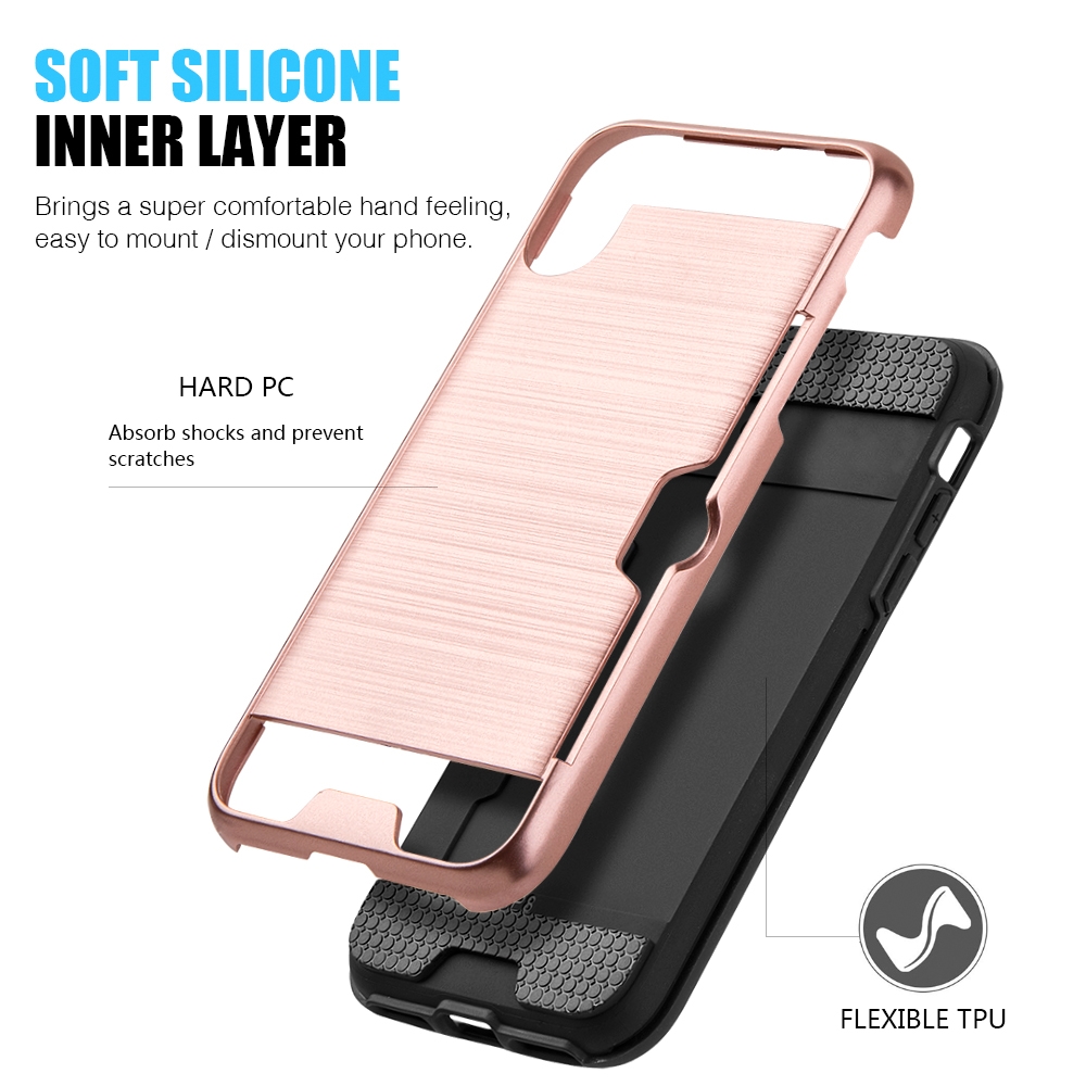 Sumaclife Protective Card Holder Hybrid Protector Case for Apple iPhone X Perfect Fit