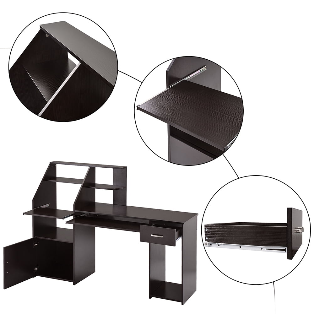 Lowestbest Multi-Functions Computer Desks, Home Office Desk Table with Cabinet, Espresso Lowestbest Multi-Functions Computer Desks, Home Office Desk Table with Cabinet, Espresso