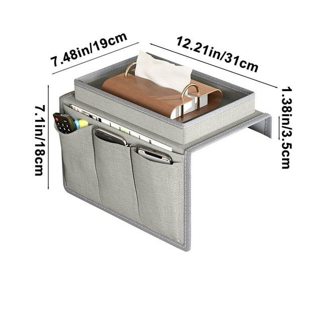 Organisateurs et Rangement, Organisateur d'Accoudoir de Canapé Caddy de Chaise de Chevet avec 5 Poches Organisateur de Télécommande Sac de Rangement pour Lit pour Cellulaire Tablette Bloc-Notes Livre