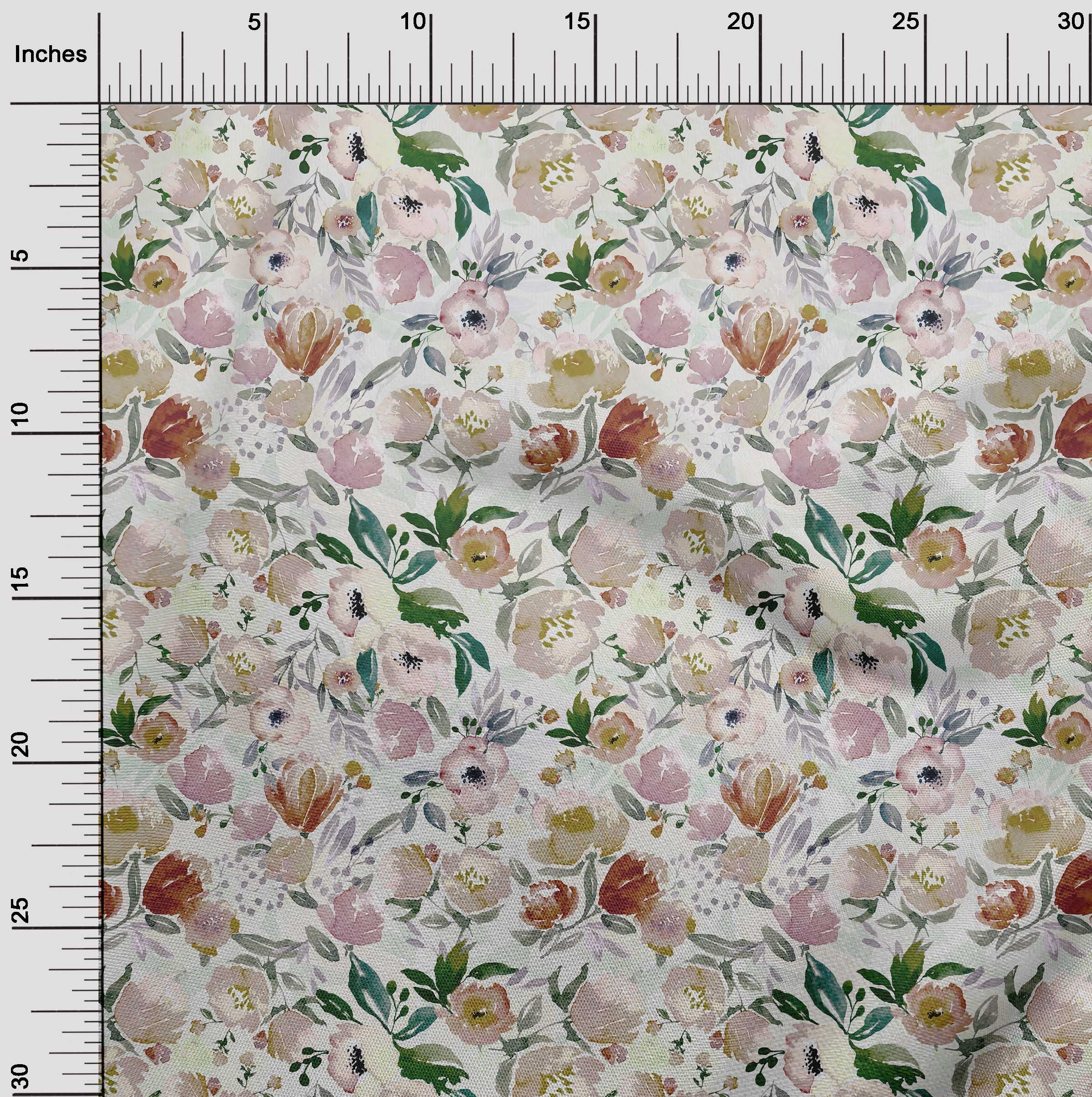 oneOone Viscose Chiffon Brown Fabric Floral Fabric For Sewing Printed Craft Fabric By The Yard 42 Inch Wide-V6