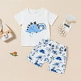 thumbnail image 2 of eczipvz Boy Clothes 3t Toddler Boy Clothes Boys Summer Outfits Cotton Short Sleeve T-Shirt & Shorts Set White 18-24 Months, 2 of 4
