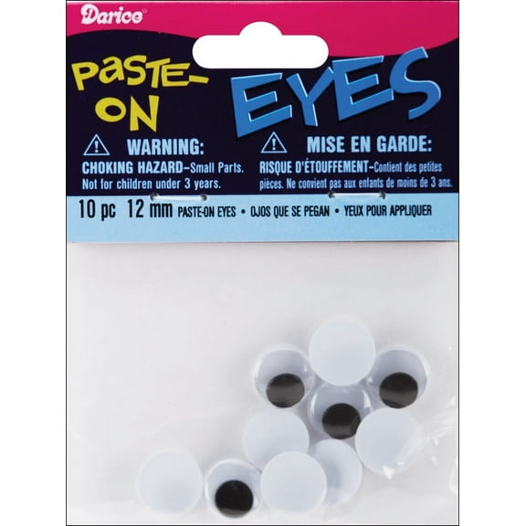 Paste-On Wiggle Eyes 12Mm 10/Pkg-Black