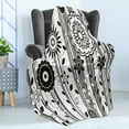 thumbnail image 4 of Black and White Soft Flannel Fleece Blanket, Monochrome Funky Blossoms Abstract Pattern Vertical Lines and Leaves, Cozy Plush for Indoor and Outdoor Use, 50" x 70", Black and White, by Ambesonne, 4 of 5
