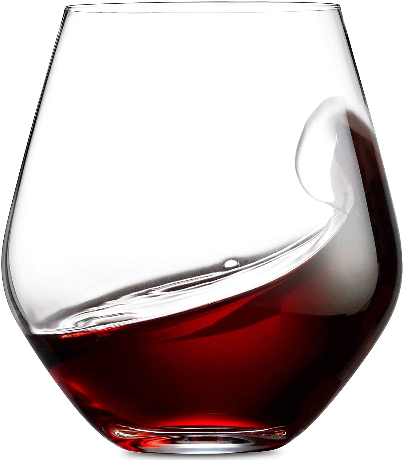 RGHJAR-Wine Glasses, Stemless Wine Glasses, Red Wine Drinking Glasses, Stemless Wine Glass - 17oz, Set of 4 - Made in Europe