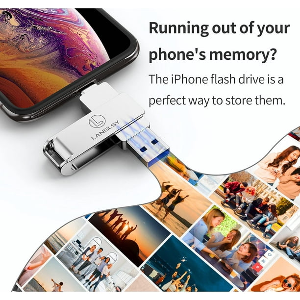 Apple MFi Certified iPhone Photo Stick, 3 in 1 USB 3.0 Flash Drive for  iPhone, iPhone Thumb Drive, iPhone Photo Storage Memory Stick External  Storage