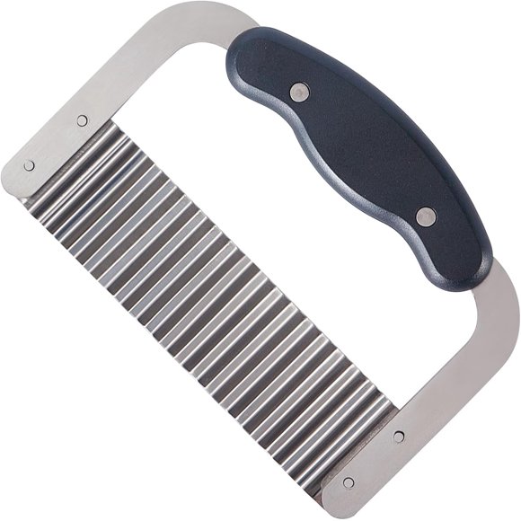 Stainless Steel Crinkle Cutter for Veggies, Wavy Slicer for Waffle Fries, Chips, Pickle, Fruit and More
