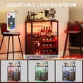 thumbnail image 2 of Ourlova 3-Tier Wine Bar Cabinet with LED Detachable Wine Rack and Storage Space Buffet Cabinet with Glass Holder and Mesh Door for Kitchen Living Room and Bar Rustic Brown, 2 of 9