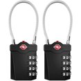 thumbnail image 1 of Luggage Padlock, 4 Digit Combination Padlock with Open Alarm, Combination Padlock with Gym Cable (2 Pieces, Black), 1 of 5