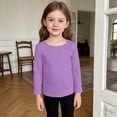 thumbnail image 6 of GiLiling Kids Girls Long Sleeve Shirt Crewneck Ruched Side Slim Fit Ribbed Knit Casual Tee (Purple, 11-12 Years), 6 of 8