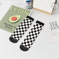 thumbnail image 7 of Fuzoiu Black and White Checkerboard Print Adult Socks, Crew Moisture-wicking Socks, Unisex Cushion Crew Socks,Casual Sports Ankle Socks, 7 of 7