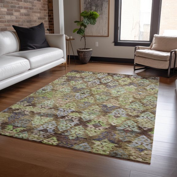 Addison Rugs Chantille Indoor/Outdoor Transitional Diamonds Brown Washable Rectangle Rug, 10' x 14'