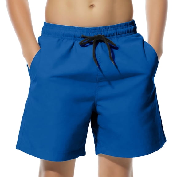 Akafmk Summer Lined Swim Trunks,Elastic Waist Beach Shorts for Water and Casual Wear (Toddler Boy's or Boy's),Sizes 6-14 Years