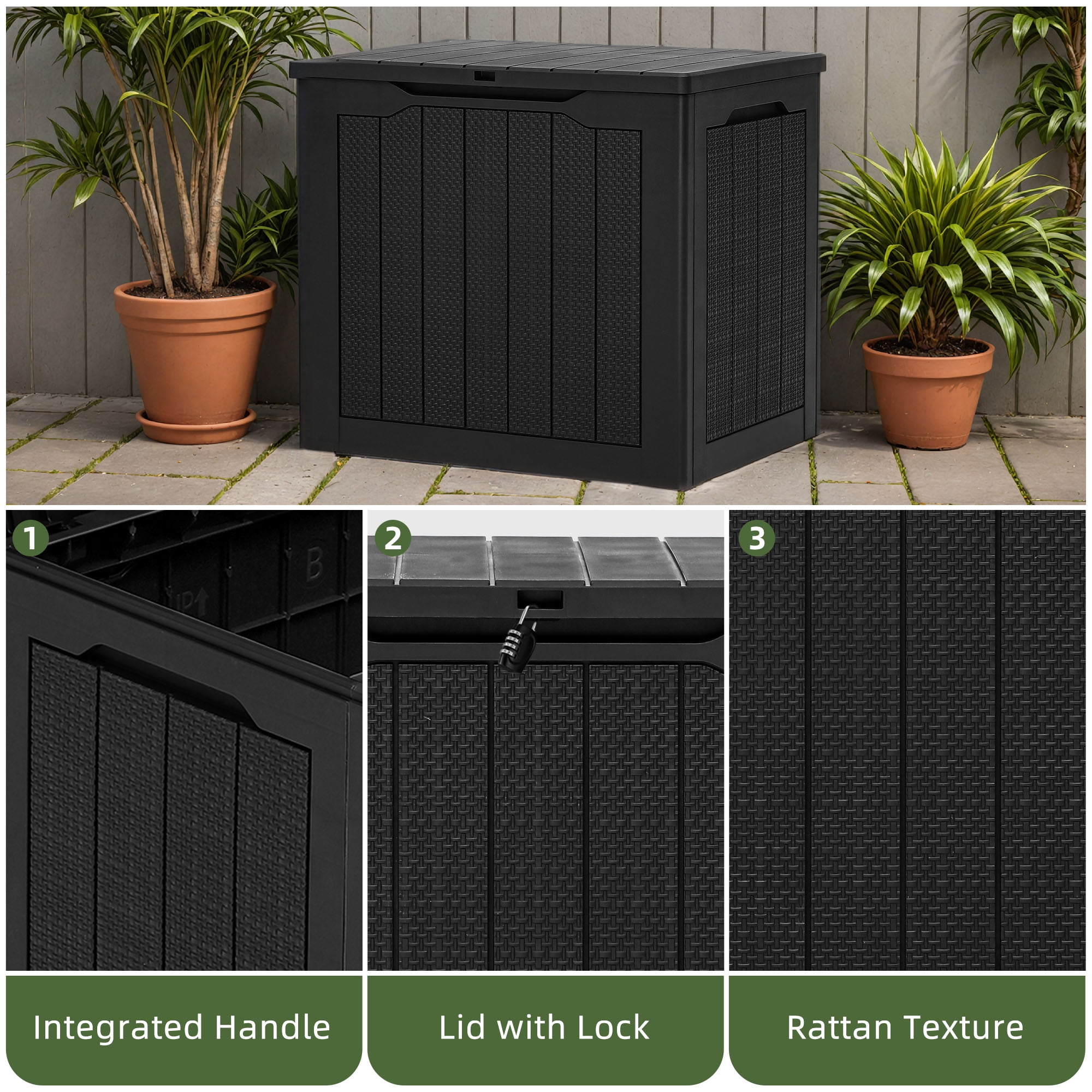 Uforic 30 Gallon Outdoor Resin Deck Box, Weatherproof Rattan