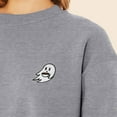 thumbnail image 5 of Dalix Spooke-a-Latte Ghost Sweatshirt Embroidered Coffee Fleece Long Sleeve Womens in Heather Gray S Small, 5 of 5