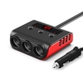 thumbnail image 2 of Lighter Car  Socket 1 to 3 4USB Car  Plug Adapter with Switch Voltage Display 120W, 2 of 7