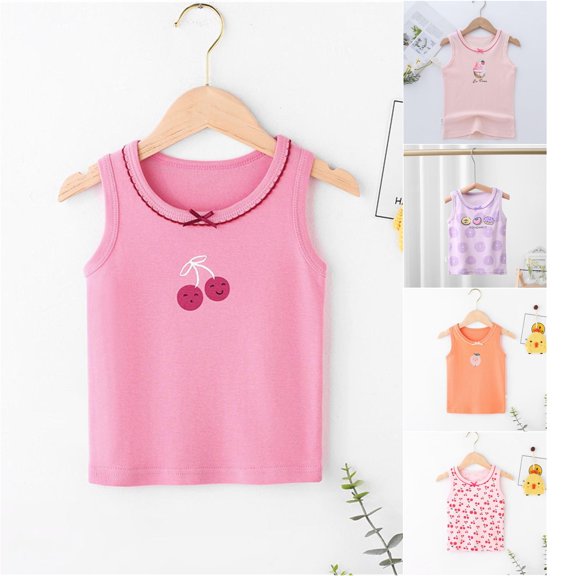Trendfront Girls Cartoon Print Tank Top Crewneck Sleeveless Camisole Shirt Summer Cute Layering Style Fashion Tops