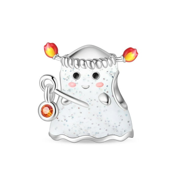 KUNSIR 925 Sterling Silver Charm Luminous Cute Spooky Beads Charm For Bracelet or Necklace DIY Halloween Jewelry Gifts