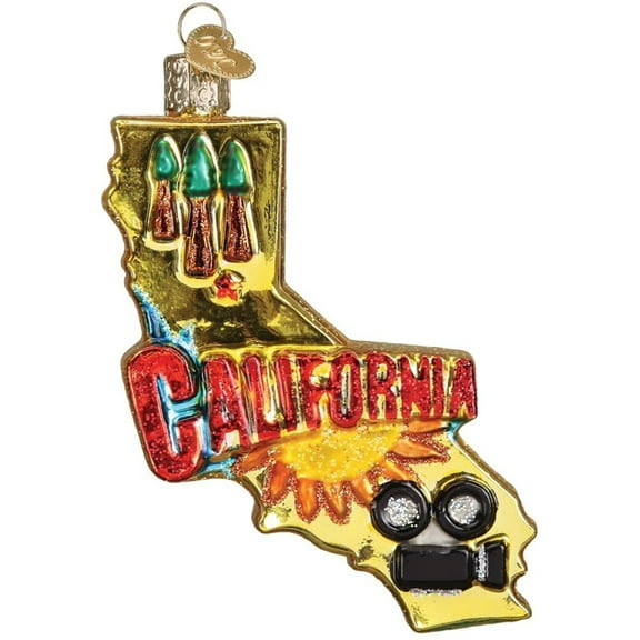 Old World Christmas (#36188) Glass Blown Ornament, State of Californina, 4.5"