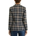thumbnail image 3 of INSPIRE CHIC Blazers pour Femmes Revers Cranté Manches Longues un Bouton Blazer à Carreaux TP Bleu Foncé, 3 of 6