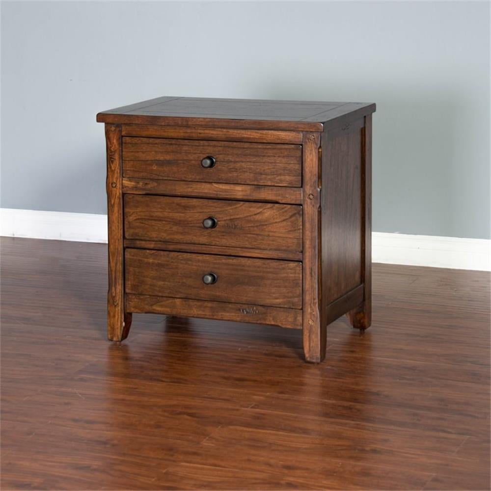 Sunny Designs Santa Fe 29" Petite Traditional Wood Night Stand in Dark Chocolate