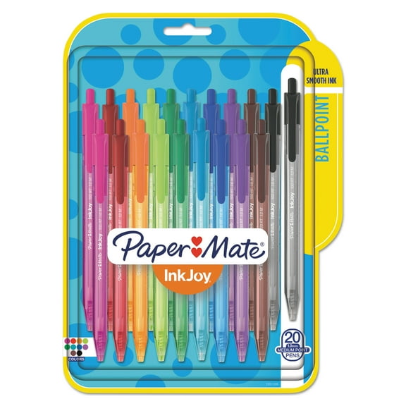 Paper Mate InkJoy 100 RT Retractable Ballpoint Pen, 1mm, Assorted, 20/Pack -PAP1951396