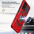 thumbnail image 4 of TJS for Cricket Outlast / AT&T Jetmore Phone Case, with Tempered Glass Screen Protector, [Military Grade] Robotic Magnetic Support Car Mount Metal Ring Holder Kickstand Cover (Red), 4 of 7
