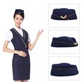 thumbnail image 4 of EeaseMX Gorra de azafata de azafata del sombrero de la azafata del aire de las mujeres de LUOEM para el funcionamiento musical del cosplay del traje - talla M (azul marino), 4 of 7